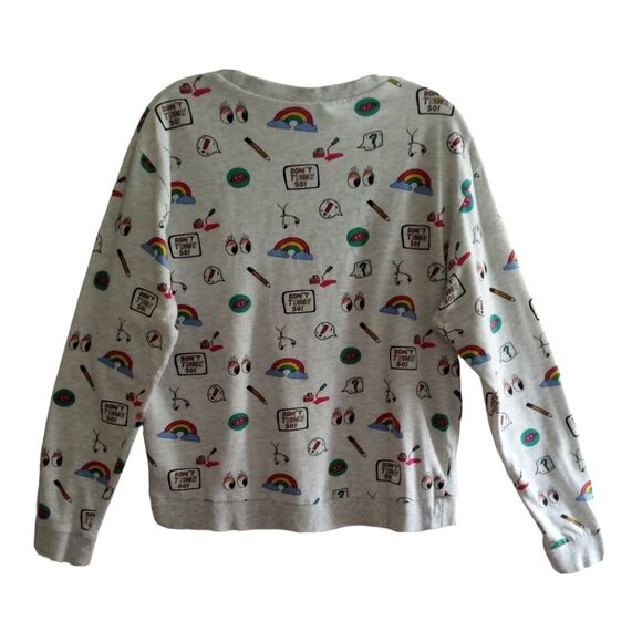 Divided H&M Graphic Sweatshirt Women's Large Gray Crewneck Pullover Lightweight - Picture 2 of 10